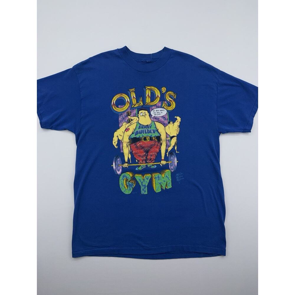 90’s Vintage Old’s Gym Bodybuilder Funny Cartoon Graphic T Shirt